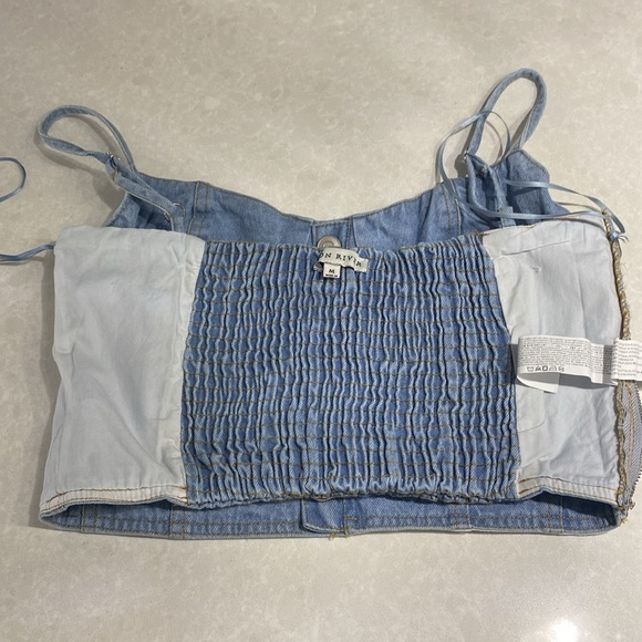 New Moon River Demin Jean Bustier Wrap top.Size M blue ⭐️⭐️⭐️⭐️ - Picture 11 of 16